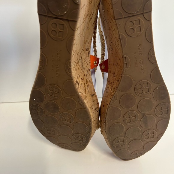 Kate Spade Women's Orange and Gold Bali Wedges Size 9 - Picture 4 of 14